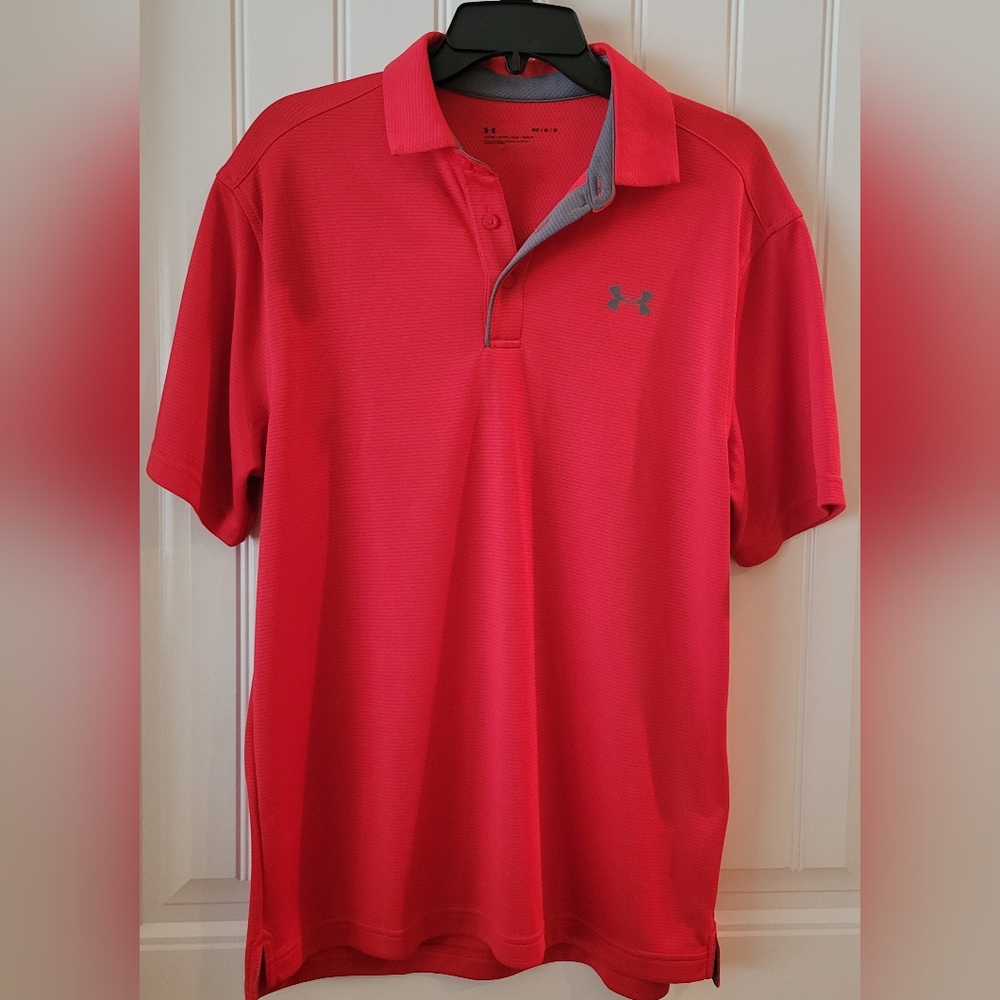 Under Armour Men's Bright Red Polo Shirt Sz M